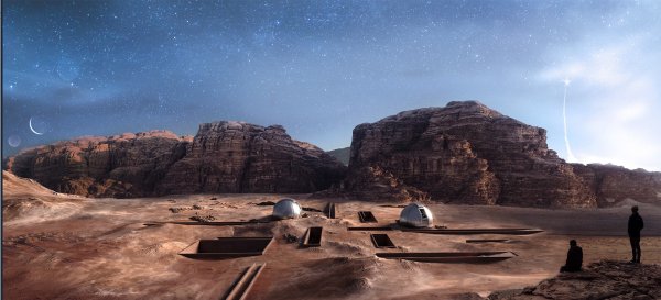 Wizaulizacja projektu ośrodka badawczego w Wadi Rum w Jordanii autor:Anna Jaruga-Rozdolska