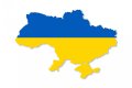 Mapa Ukrainy w kolorach żółtym i niebieskim