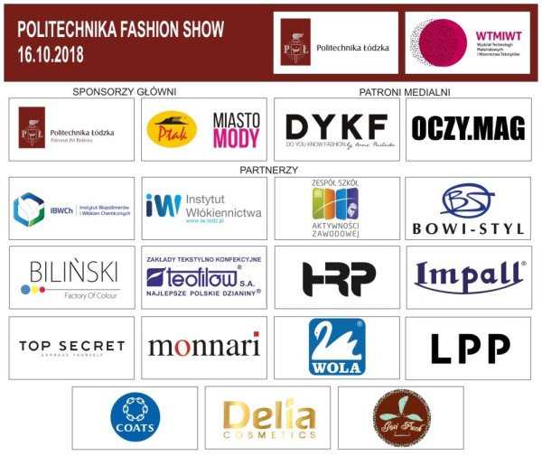 Loga sponsorów Politechnika Fashion Show.