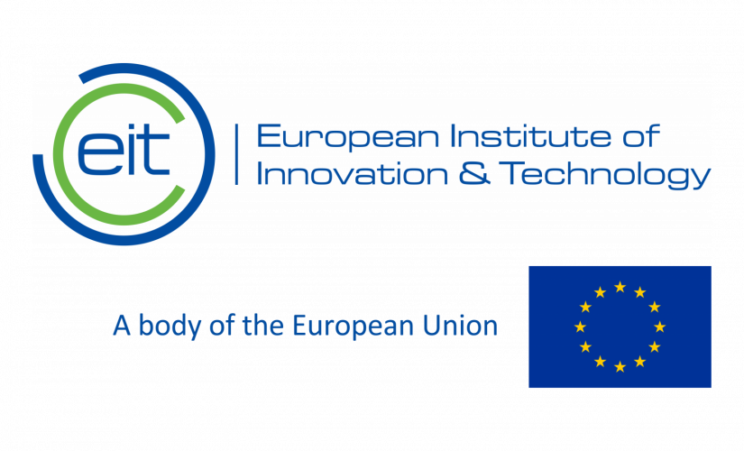 Niebieskie logo organizacji EIT na białym tle.