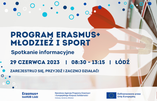Baner promujący spotkanie inforamcyjne Erasmus+ na PŁ